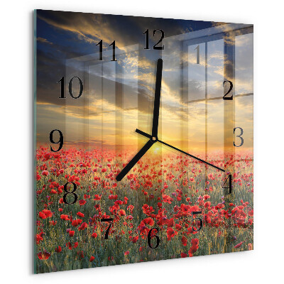 Square wall clock Poppy Field