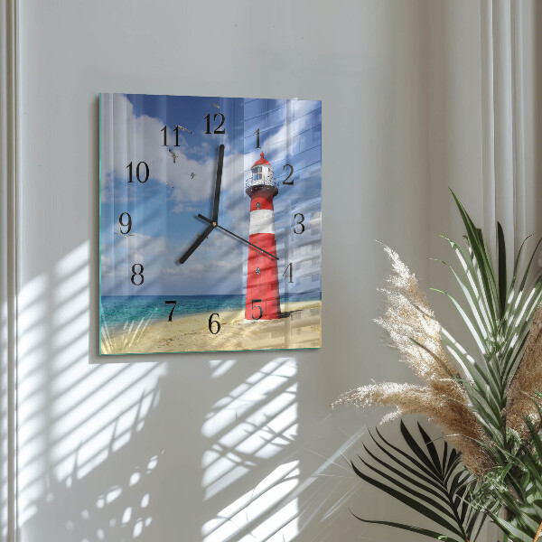 Square wall clock Lighthouse