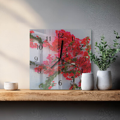 Square wall clock Flowers