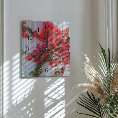 Square wall clock Flowers