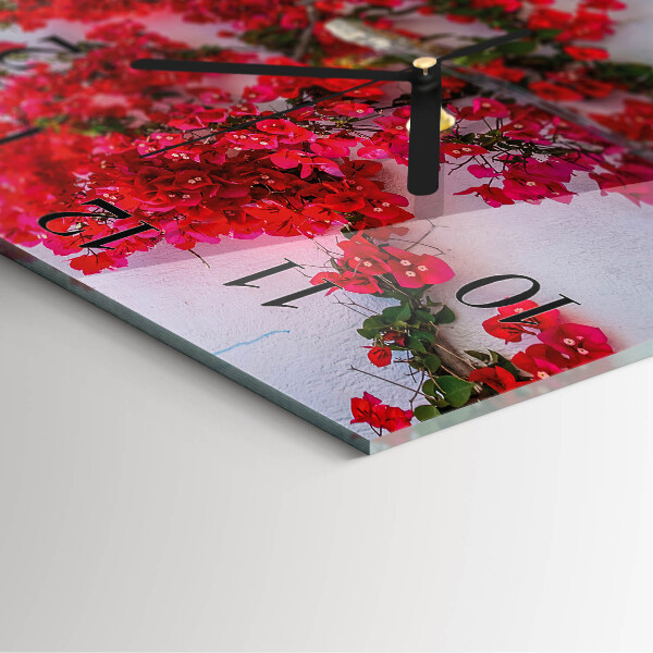 Square wall clock Flowers