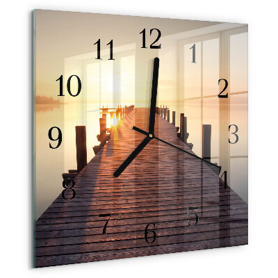 Square wall clock Bridge Over the Lake
