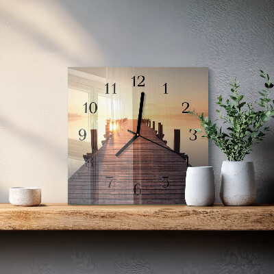 Square wall clock Bridge Over the Lake