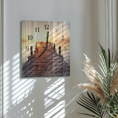 Square wall clock Bridge Over the Lake