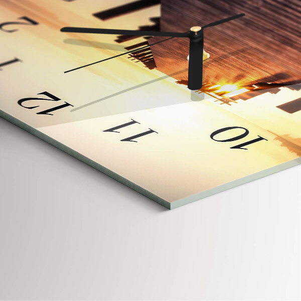 Square wall clock Bridge Over the Lake