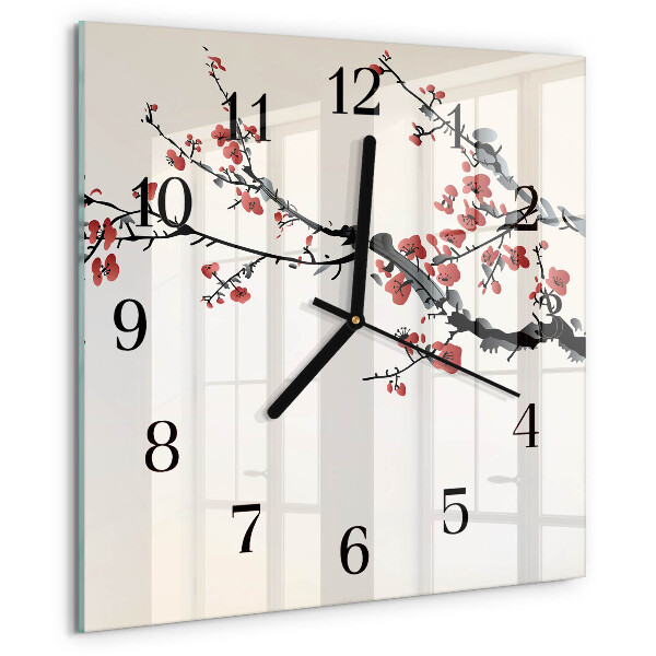Square wall clock Flowers