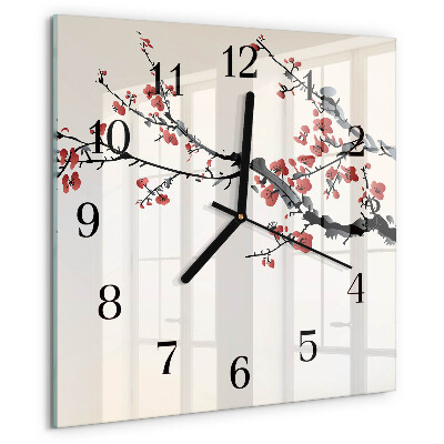 Square wall clock Flowers