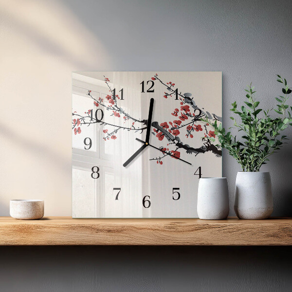 Square wall clock Flowers