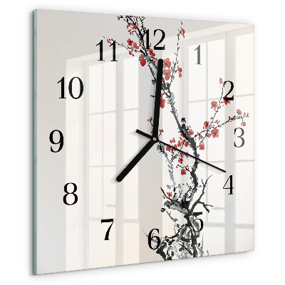 Square wall clock Flowers