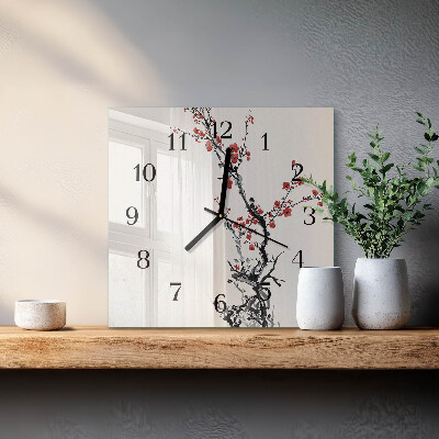 Square wall clock Flowers