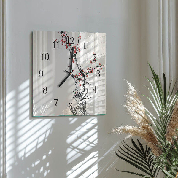 Square wall clock Flowers