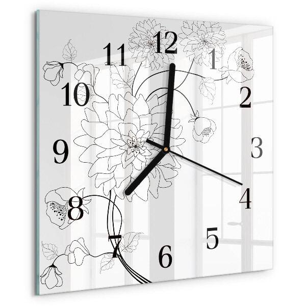 Square wall clock Flowers