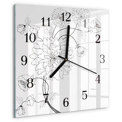 Square wall clock Flowers