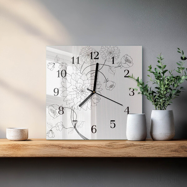 Square wall clock Flowers