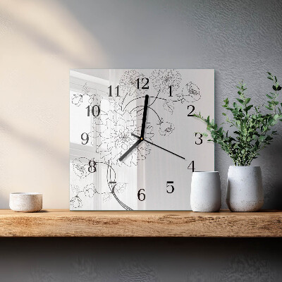 Square wall clock Flowers
