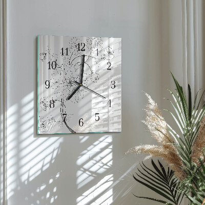 Square wall clock Flowers