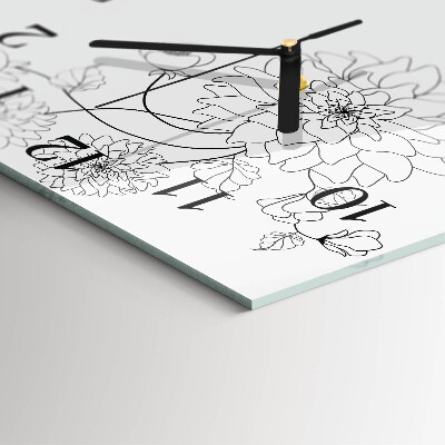 Square wall clock Flowers