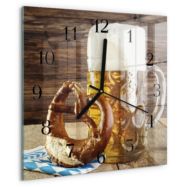 Square wall clock Beer Pretzel