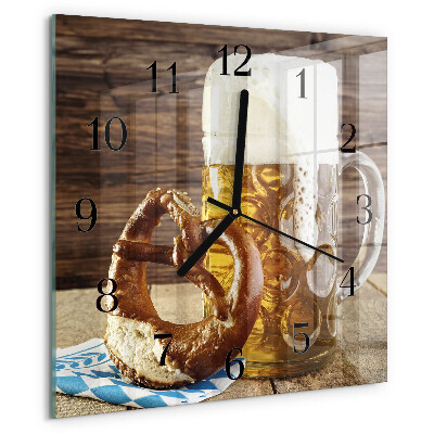 Square wall clock Beer Pretzel