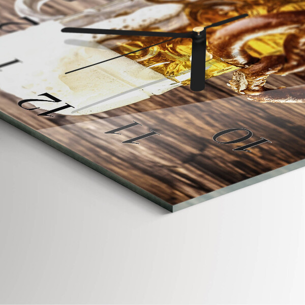 Square wall clock Beer Pretzel