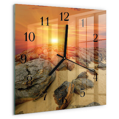 Square wall clock Sunset