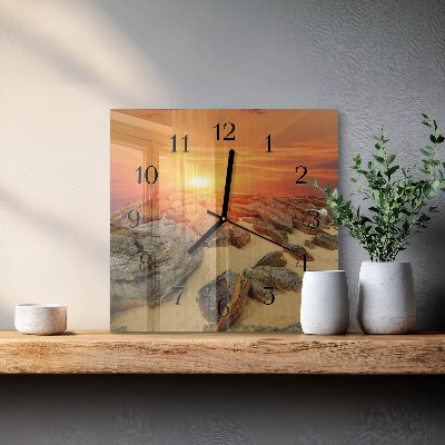 Square wall clock Sunset