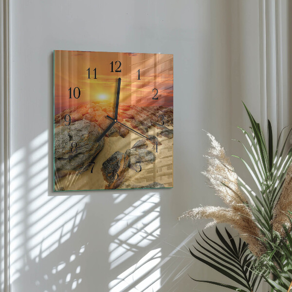 Square wall clock Sunset