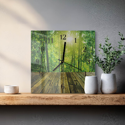 Square wall clock Bamboo