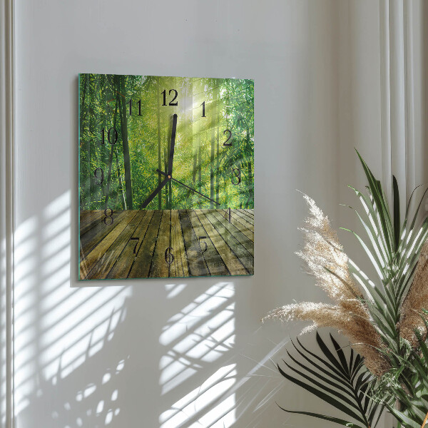 Square wall clock Bamboo
