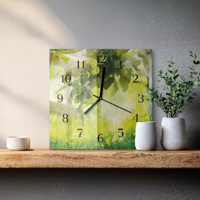 Square wall clock Apple Tree