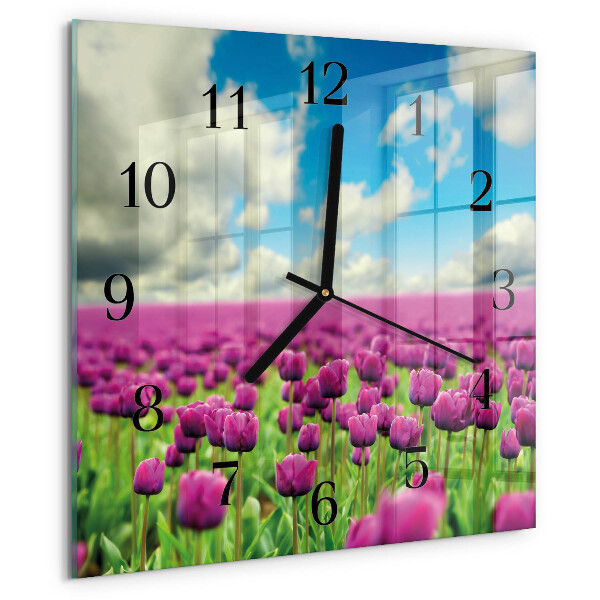 Square wall clock Tulips