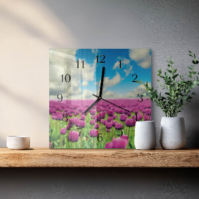 Square wall clock Tulips