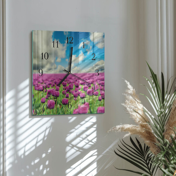 Square wall clock Tulips