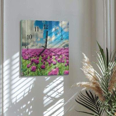 Square wall clock Tulips