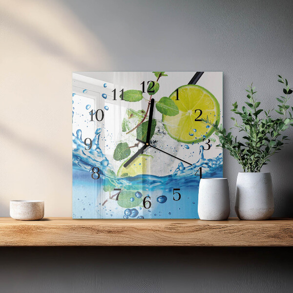 Square wall clock Lime and Mint