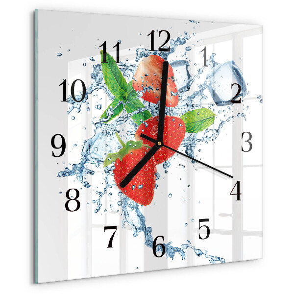 Square wall clock Strawberries