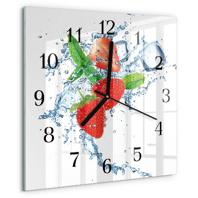 Square wall clock Strawberries