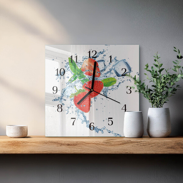Square wall clock Strawberries