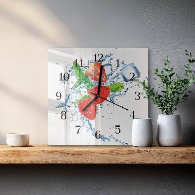 Square wall clock Strawberries