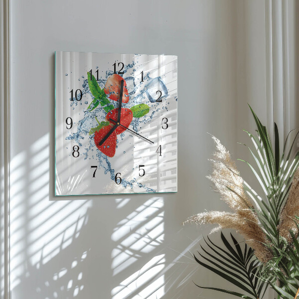 Square wall clock Strawberries