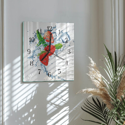Square wall clock Strawberries