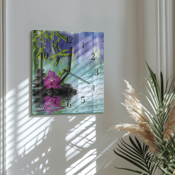 Square wall clock Spa Orchid
