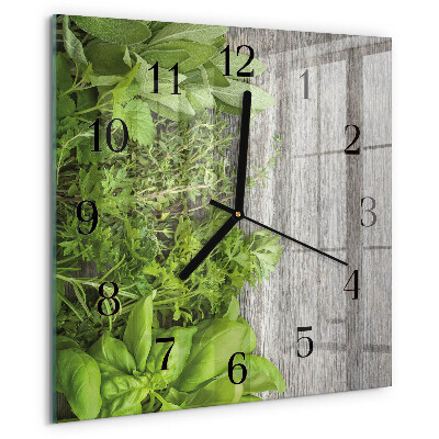 Square wall clock Herbs