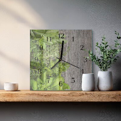Square wall clock Herbs