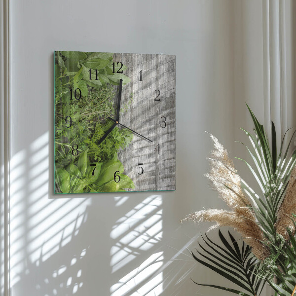 Square wall clock Herbs