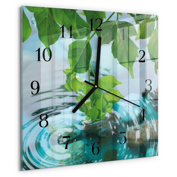 Square wall clock Leaves