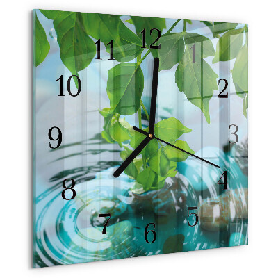 Square wall clock Leaves