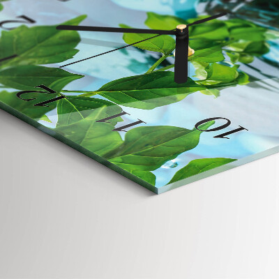 Square wall clock Leaves