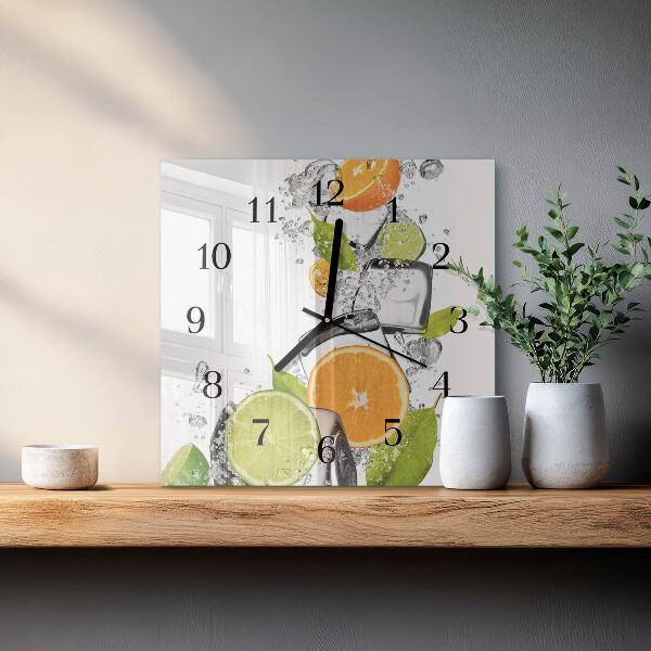 Square wall clock Citrus Fruits