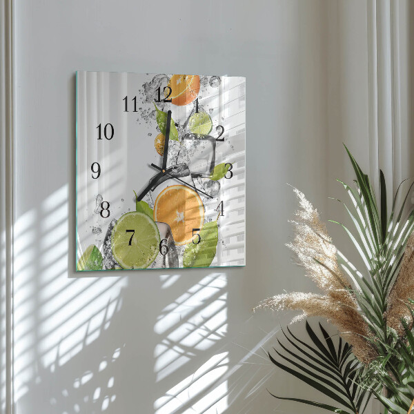 Square wall clock Citrus Fruits